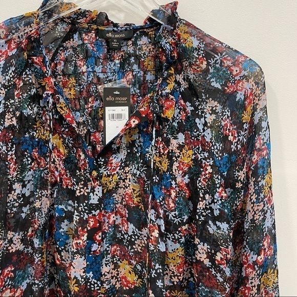 Ella Moss Wildflower Peasant Blouse Smocked Floral - Picture 12 of 12